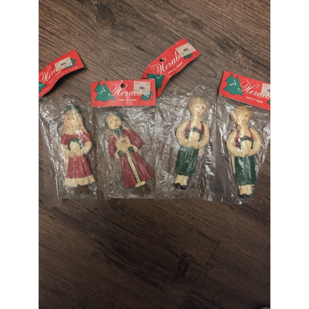 Vintage Christmas Caroler Ornaments - Lot Of 4